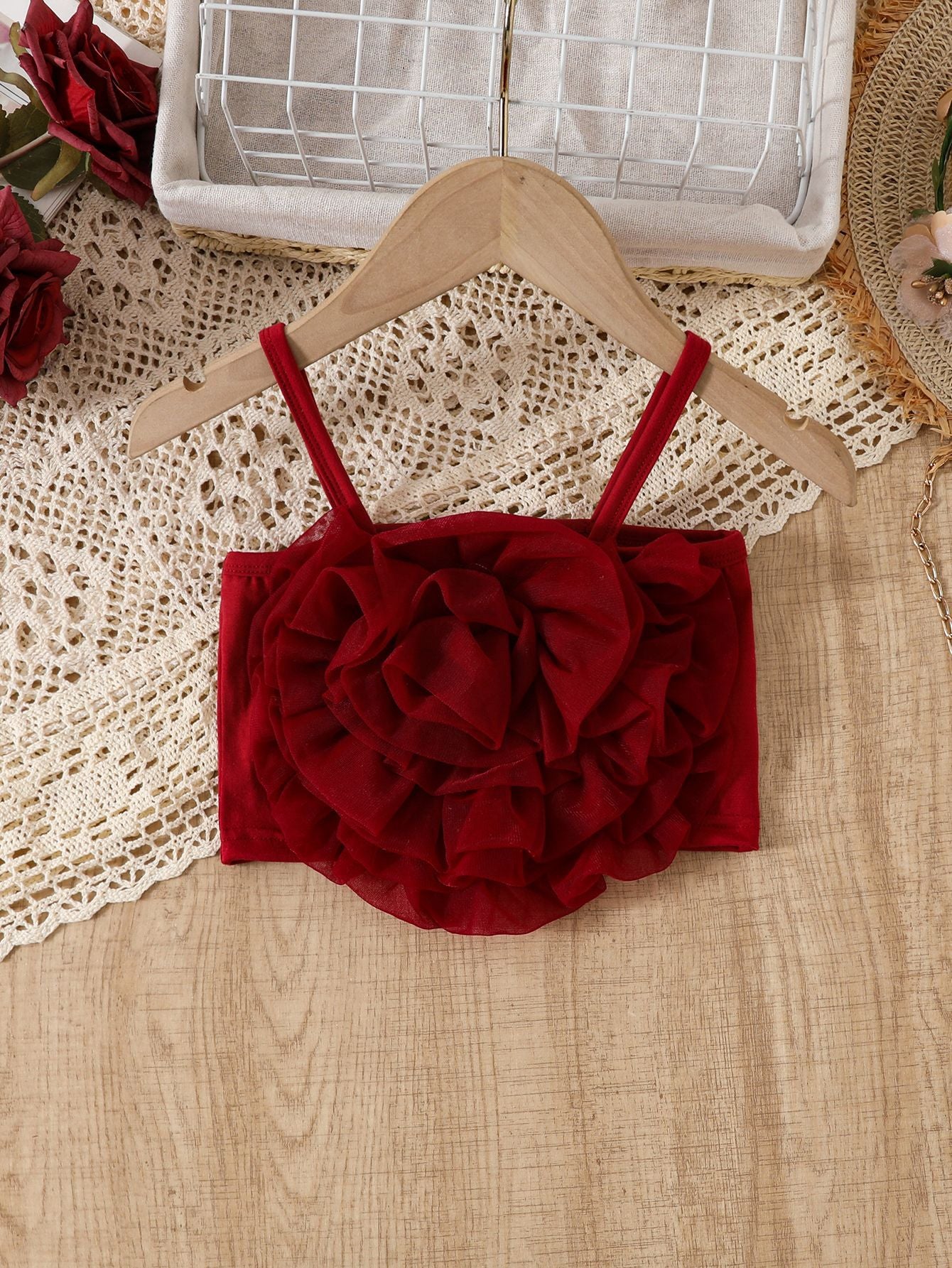 Top Bimba Estivo in Tulle    con Balze a Fiore