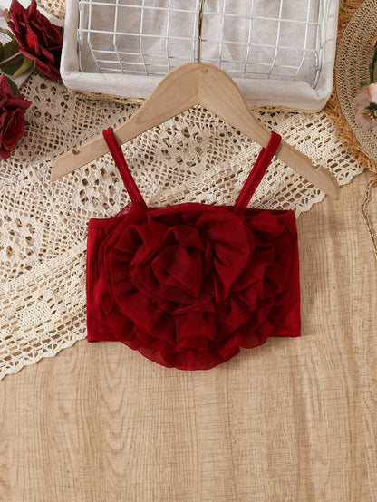 Top Bimba Estivo in Tulle    con Balze a Fiore