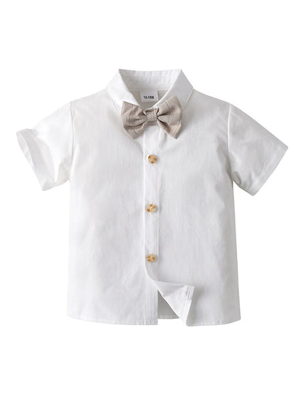 Completo Elegante Estivo Bambino 3 Pezzi – Gilet + Camicia + Shorts con Papillon