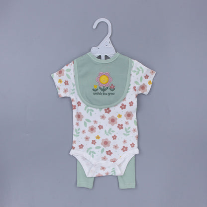 Set Neonato 3 Pezzi - Body, Bavaglino e Pantaloni "Keepin' It Wild"