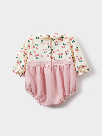 Completo Neonata Pagliaccetto Rosa con Camicetta Ciliegie e Fascia