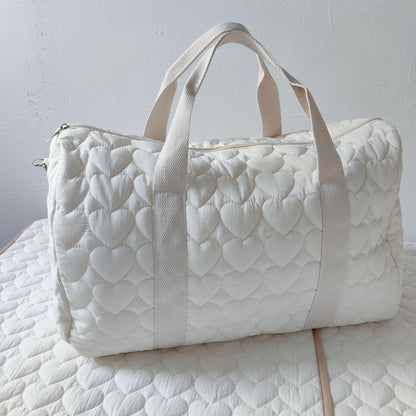 Borsone trapuntata bianca con patch animaletti