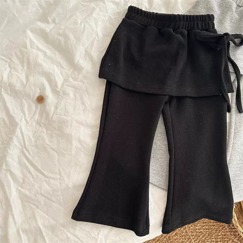 Pantaloni Autunno/Inverno con Gonna Sovrapposta – Nero/Grigio