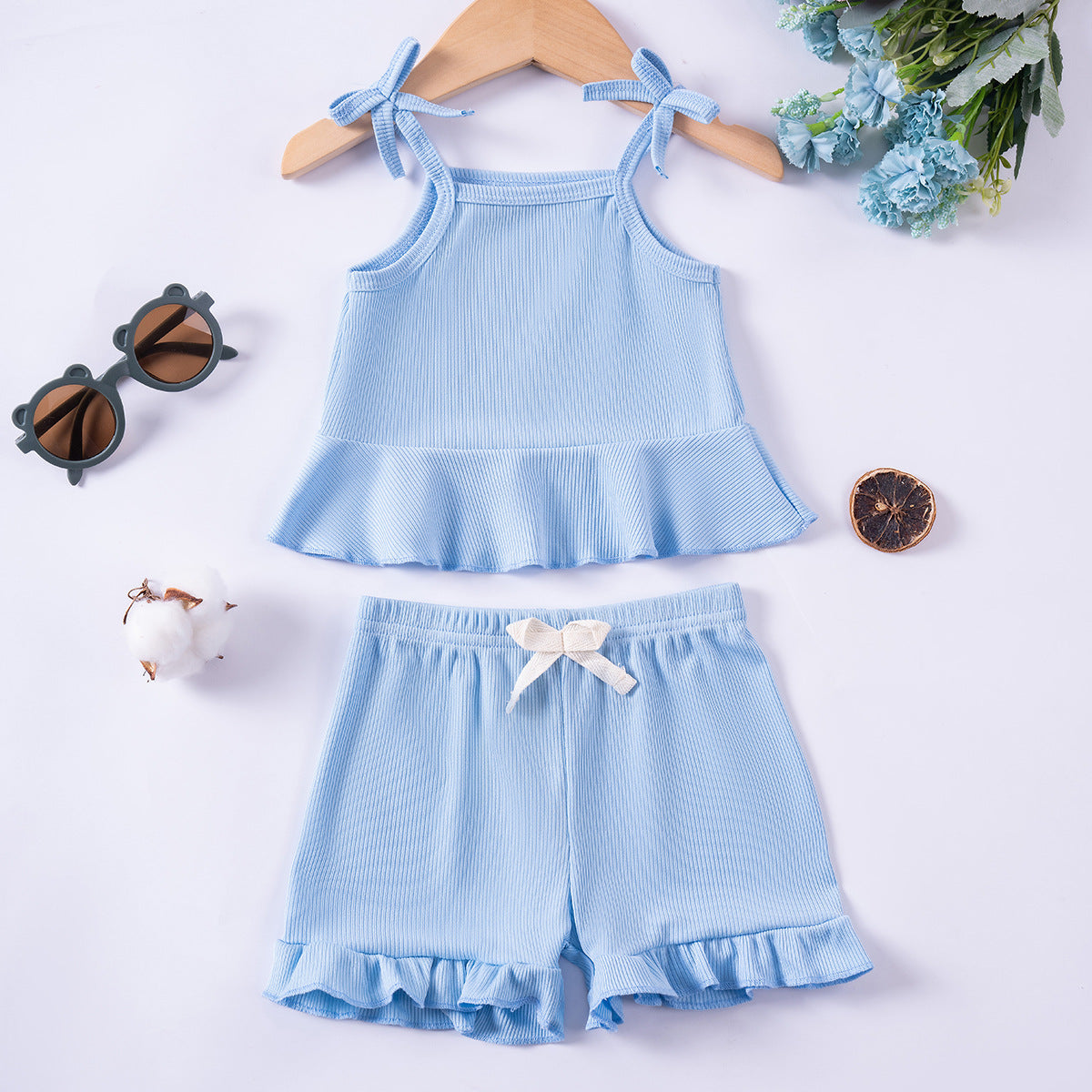 Completo Estivo Bimba con Volant e Fiocchetti
