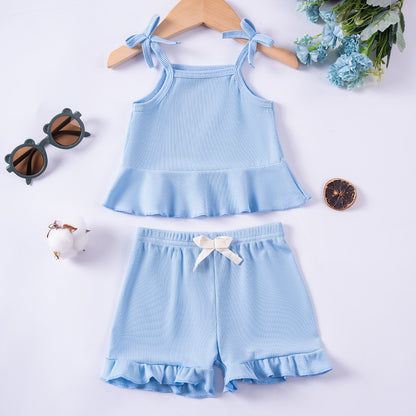 Completo Estivo Bimba con Volant e Fiocchetti