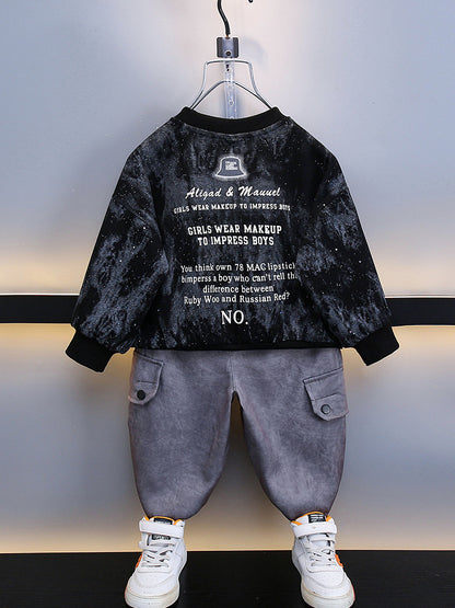 Set Bambino 2 Pezzi – Felpa a Effetto Marmorizzato con Pantaloni Cargo