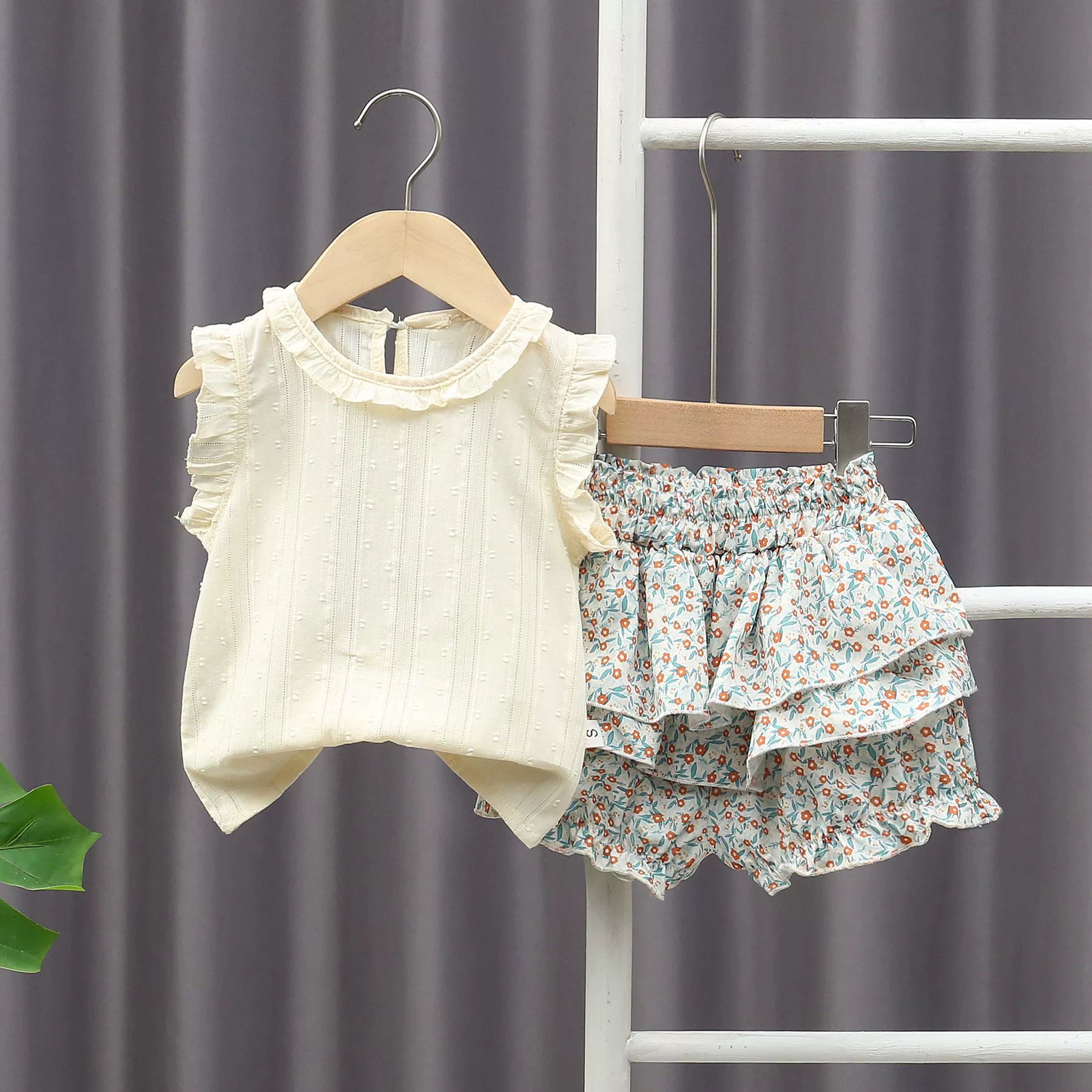 Completo bimba  Blusa con Rouches e Shorts con Balze