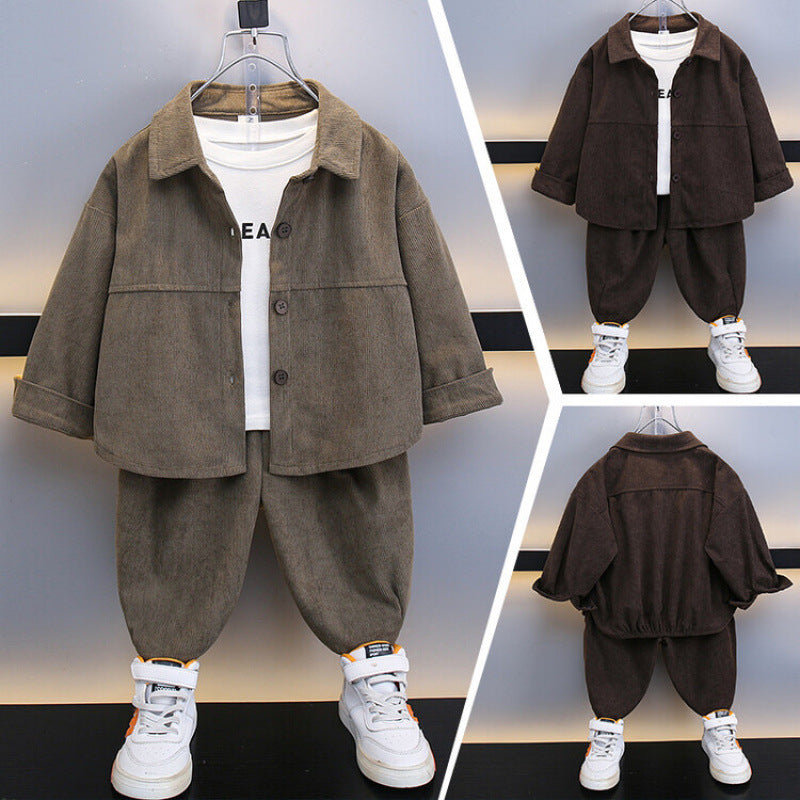 Completo bambino in velluto a coste con giacca e pantaloni