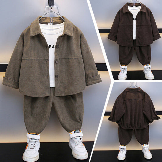 Completo bambino in velluto a coste con giacca e pantaloni