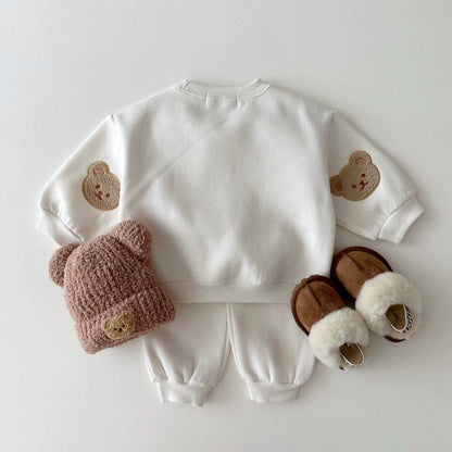Felpa Bimbo/Bimba "Teddy Patch" – Vari Colori Pastello con Toppa Orsetto