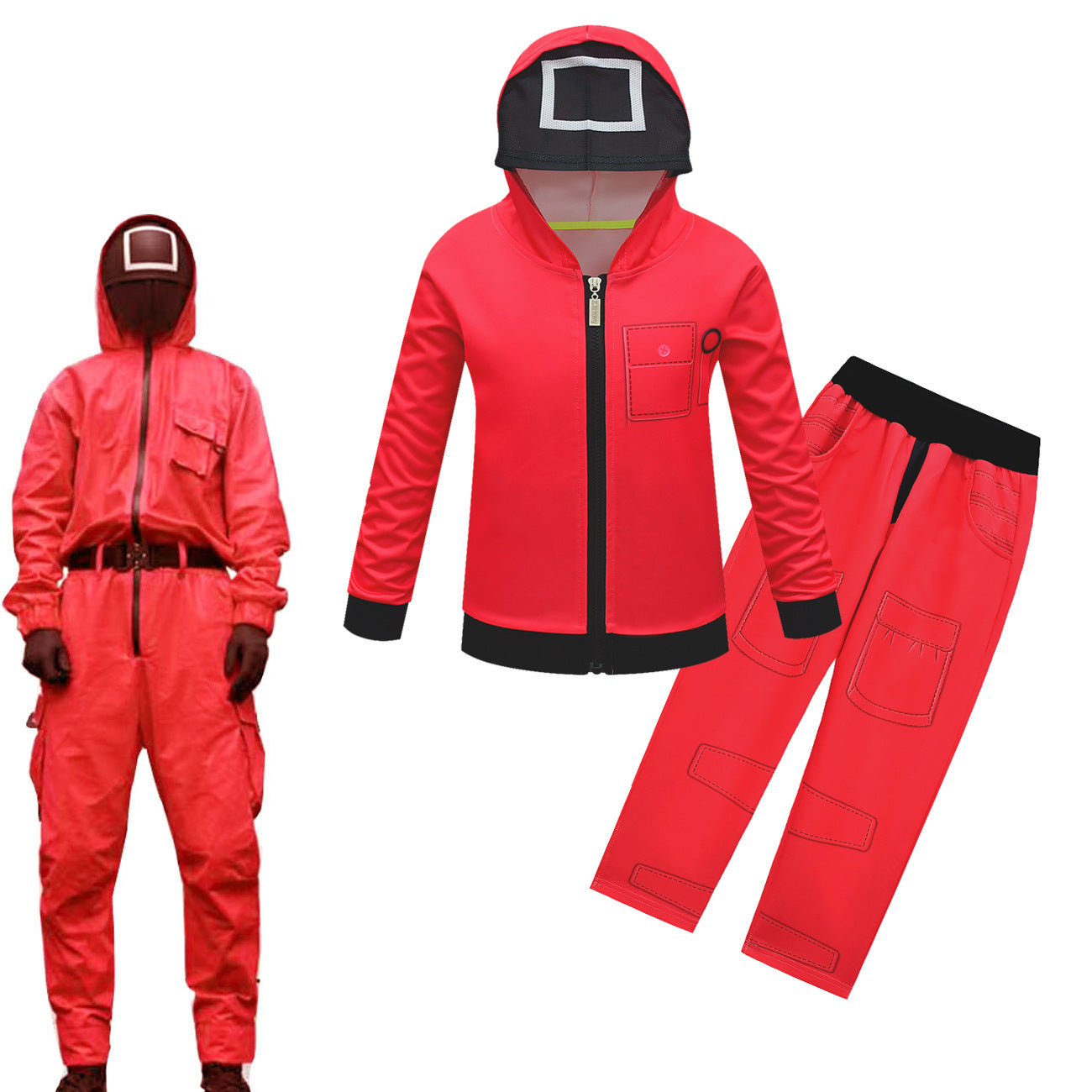 Tuta Guardiano Rossa - Costume Completo con Cappuccio Squid