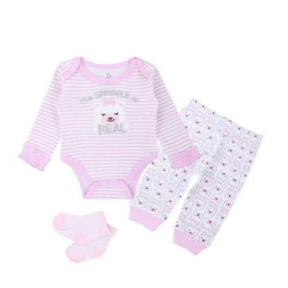 Set Neonato 3 Pezzi con Body, Pantaloni e Calzini