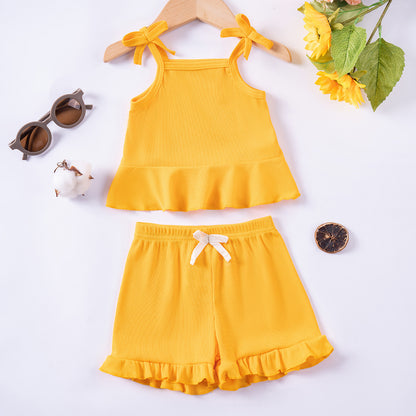 Completo Estivo Bimba con Volant e Fiocchetti