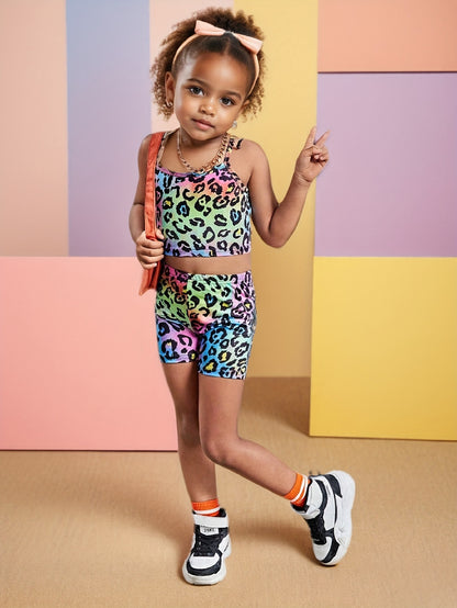 Completo Bambina Leopardato Multicolore