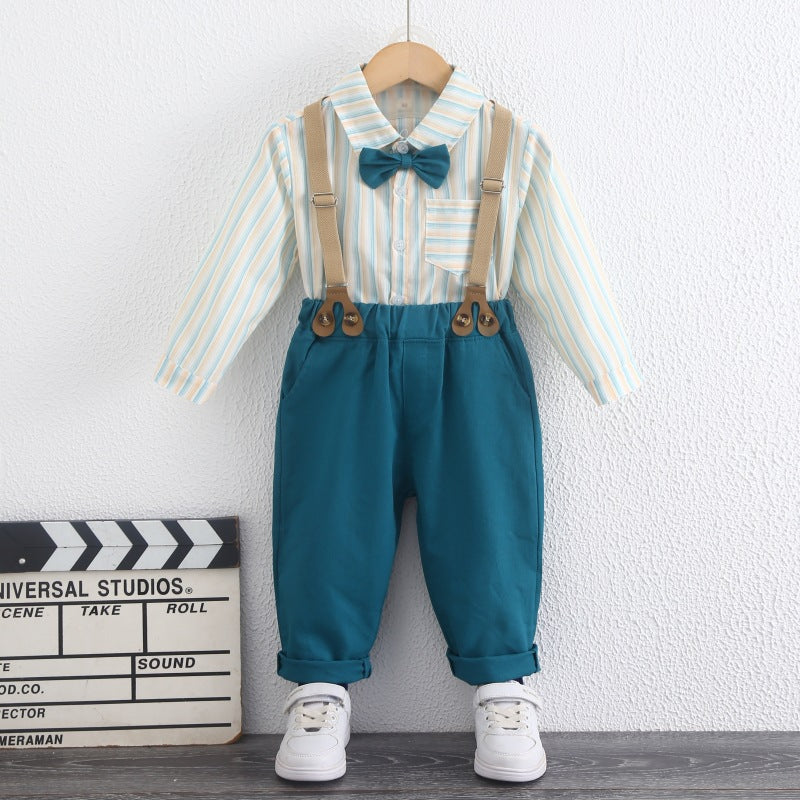 Completo Bimbo Elegante 3 Pezzi con Papillon e Bretelle