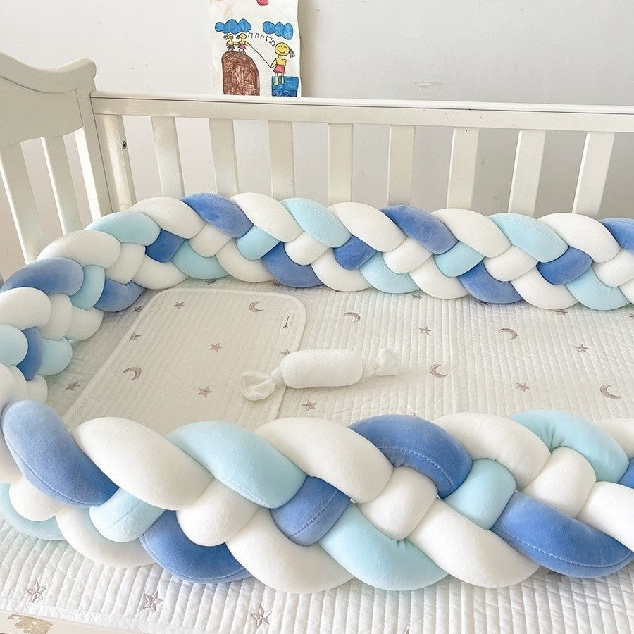 Treccia Paracolpi Neonato 4 Fili – Bianco, Azzurro e Blu