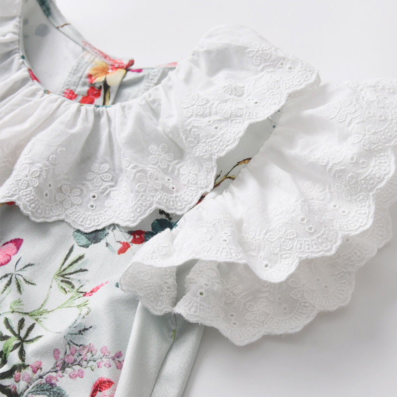 Pagliaccetto Estivo per Neonata con Stampa Floreale e Fascia Coordinata