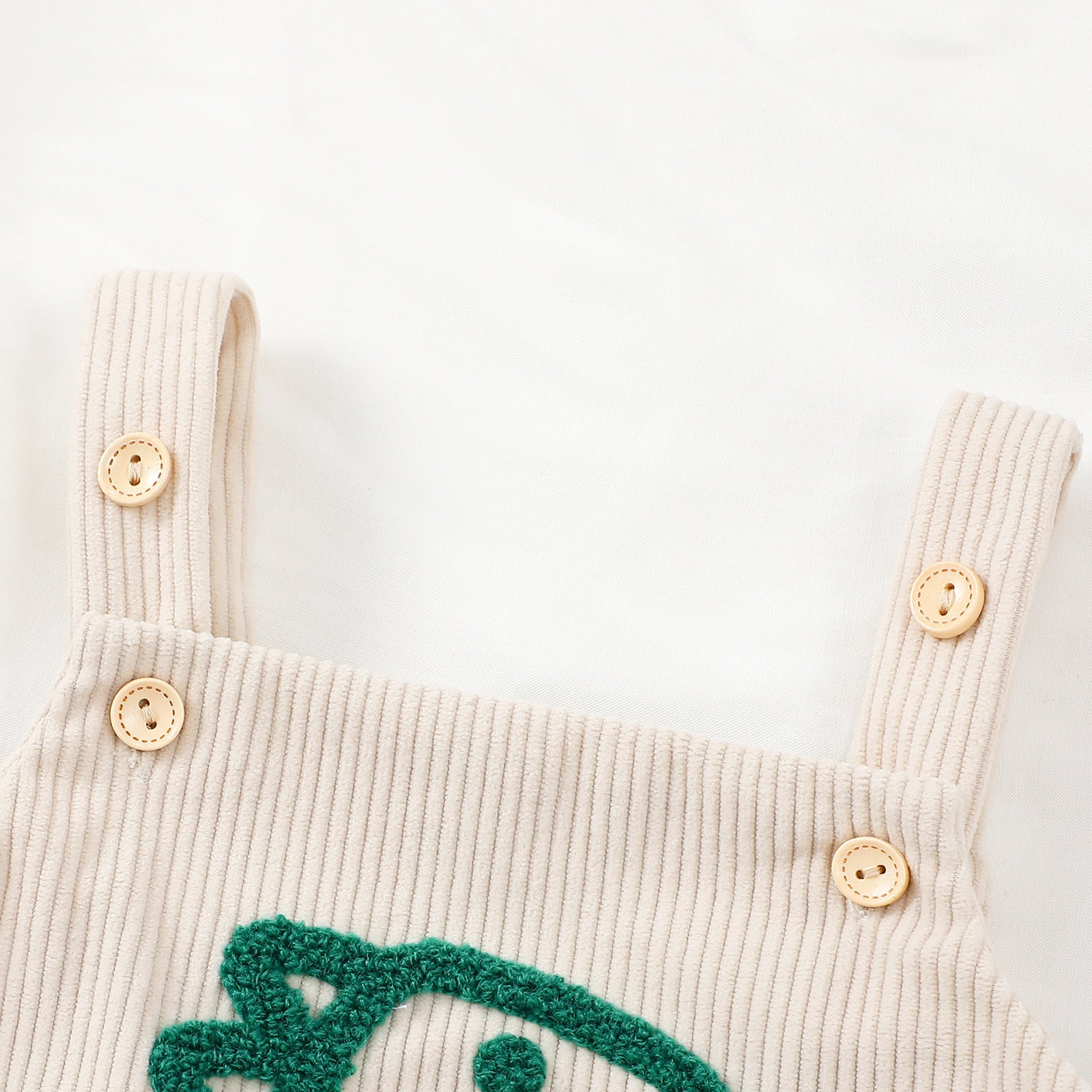 Salopette Estiva Bimbo in Costina con Dinosauro Ricamato