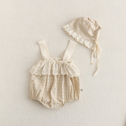 Completo bambina Estivo con Cappellino  Stile Romantico