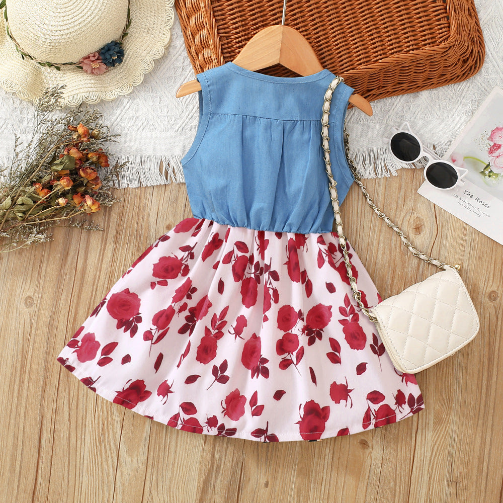 Vestito Bimba Denim & Rose – "Sweet Blossom"