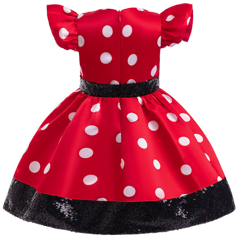 Vestito Rosso Pois con Cerchietto - Costume Classico per Bambine Minnie