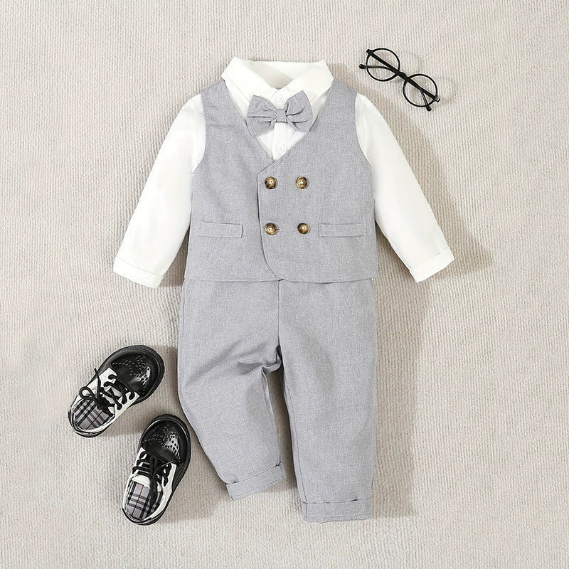 Completo Elegante Bimbo 3 Pezzi con Gilet e Papillon – Cerimonia