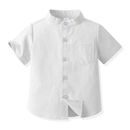 Camicia coreana bambino in cotone maniche corte