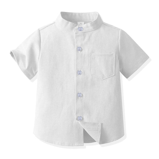 Camicia coreana bambino in cotone maniche corte