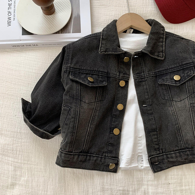 Giacca Jeans Bambino in Denim Nero