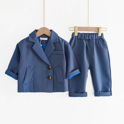 Completo Estivo Bambino 2 Pezzi – Giacca Elegante a Maniche Corte + Pantaloni Lunghi