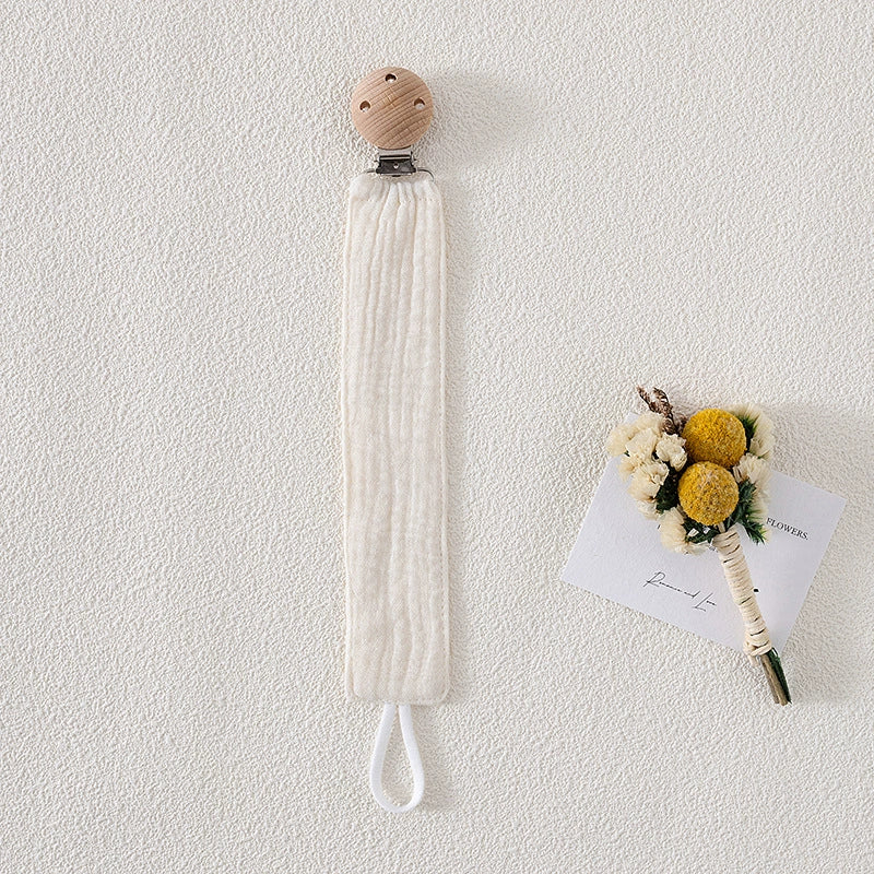 Catenella Portaciuccio in Tessuto con Clip in Legno – Stile Naturale