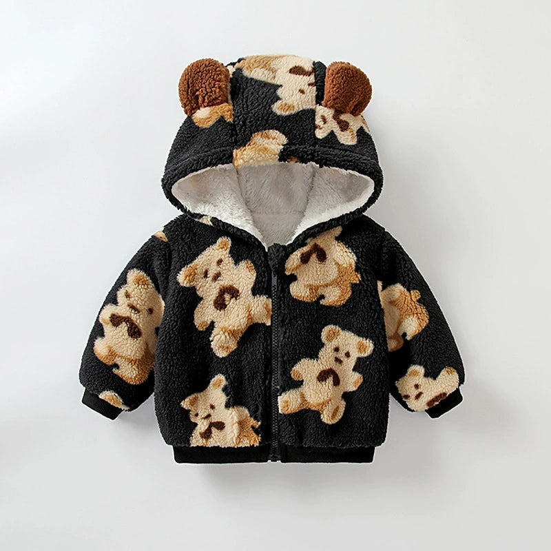 Felpa in Pile con Orsetti e Cappuccio con Orecchie – Unisex