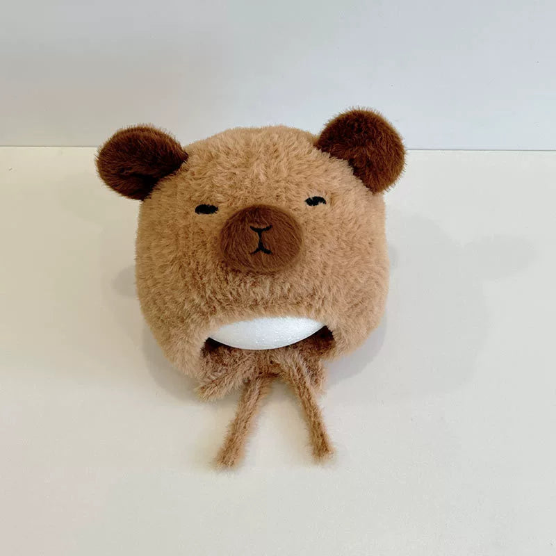 Cappellino Neonato Orsetto – Morbido Peluche con Orecchiette e Laccetti