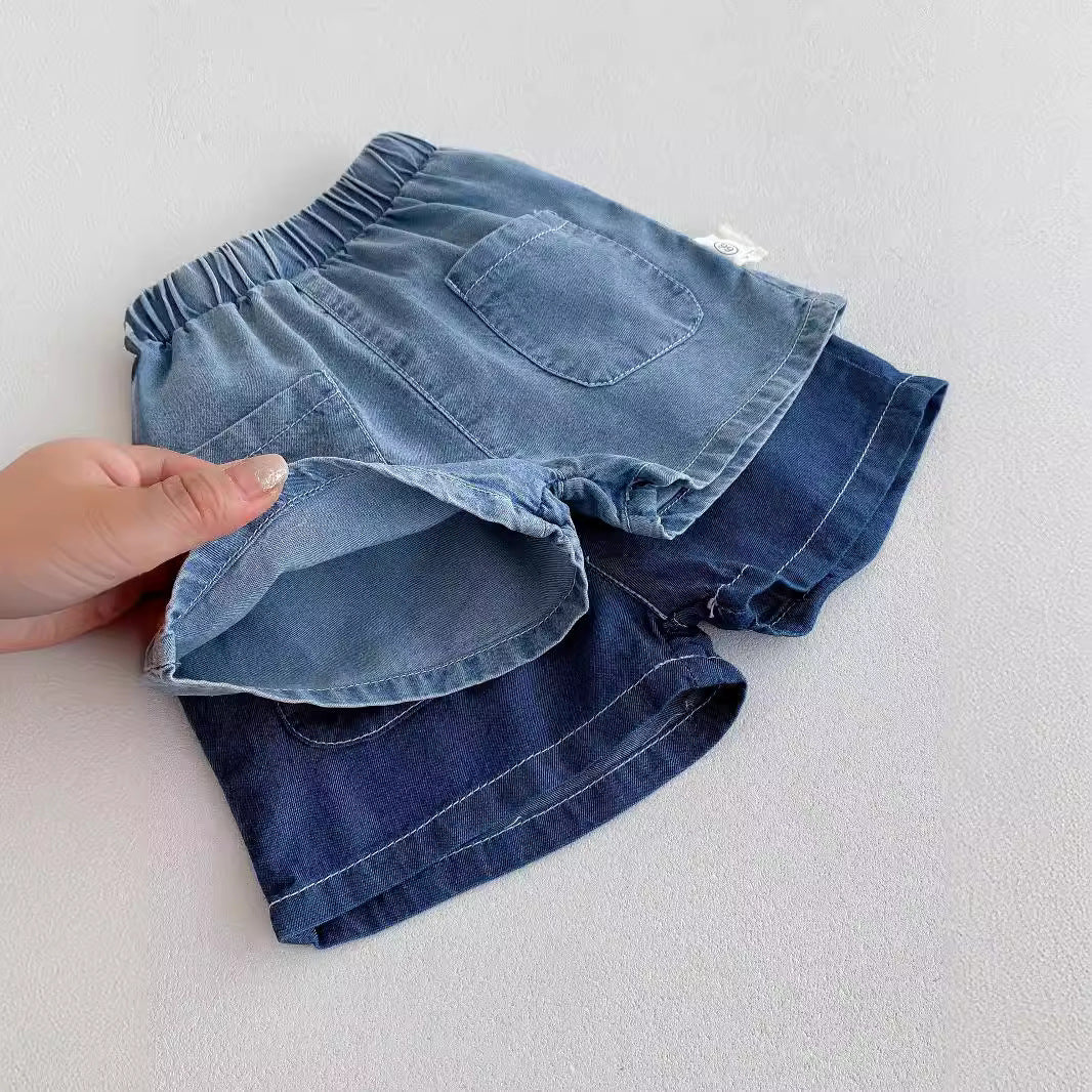 Completo denim estivo bambino/a   Camicia e pantaloncini in jeans