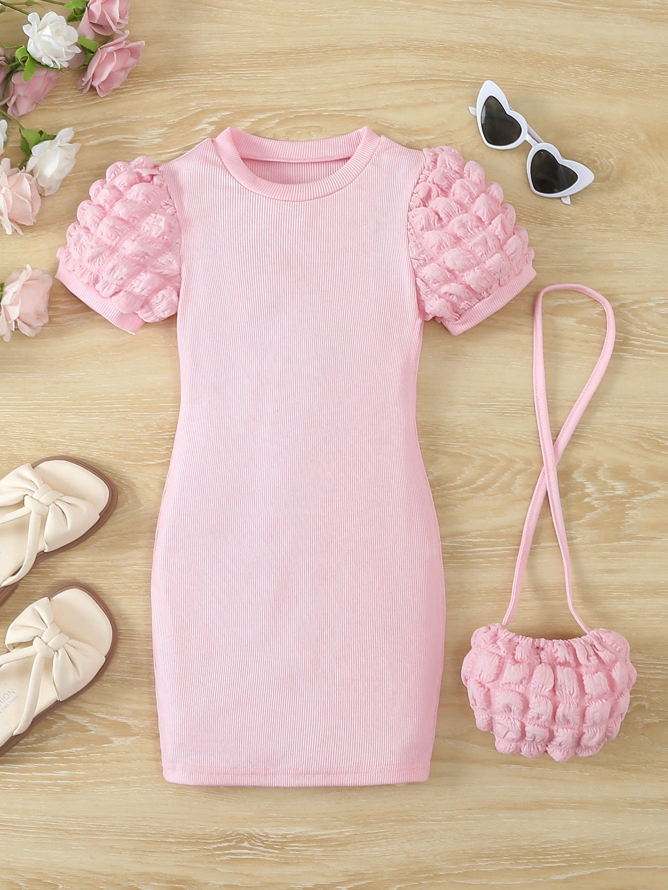 Vestito Elegante Bambina con Maniche a Palloncino