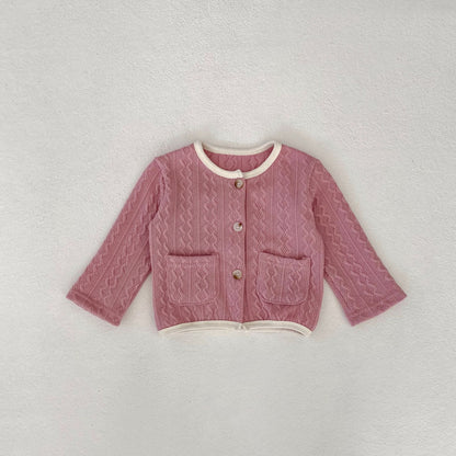 Completo Neonata/ Bimba Maglia Lavorata 2 Pezzi – Rosa o Panna