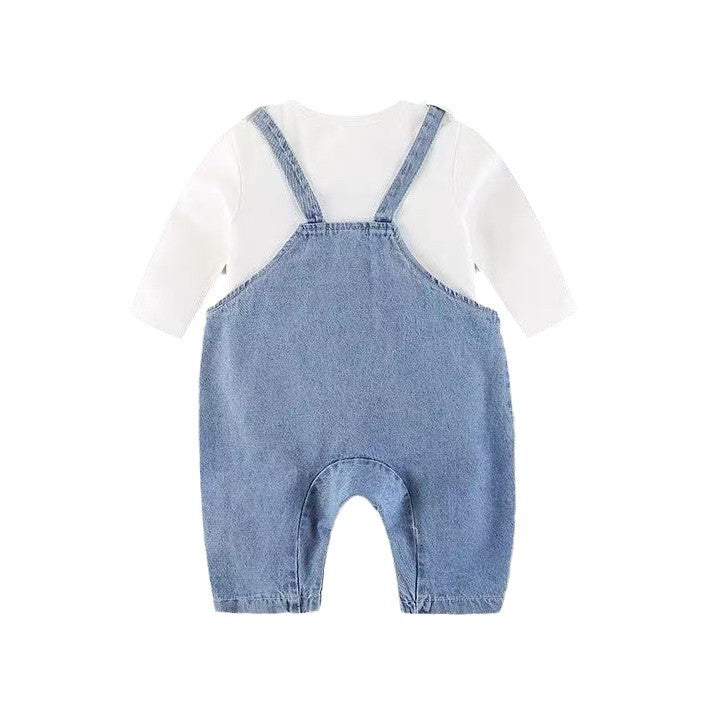 Completo Baby 2 Pezzi in Denim con Maglietta Bianca