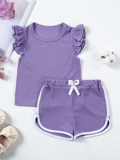 Completo Estivo Bambina – Maglietta con Volant e Shorts Coordinati