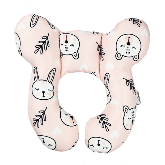 Cuscino Antiplagiocefalia Neonato Fantasia Orsetti e Conigli Rosa – Supporto Ergonomico Testa e Collo