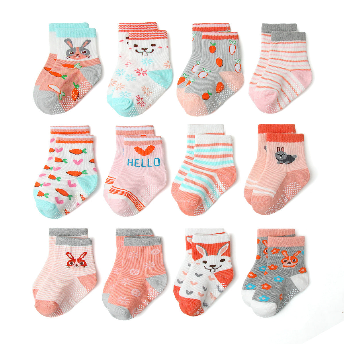 Set 12 Paia Calzini  Bambina   Fantasie Colorate e Divertenti