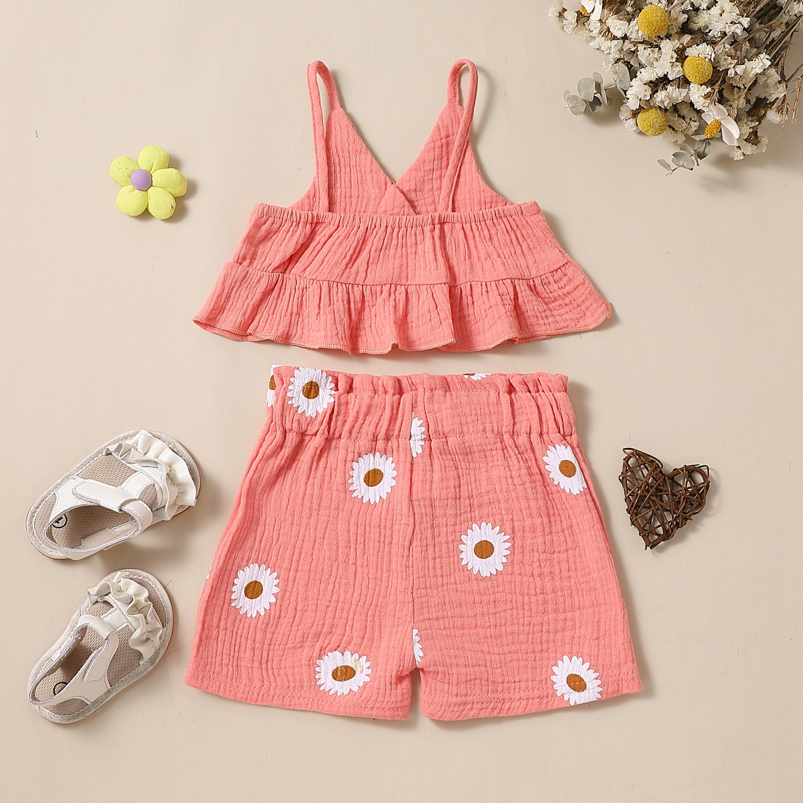 Set Estivo Bambina   Top con Volant + Shorts con Margherite