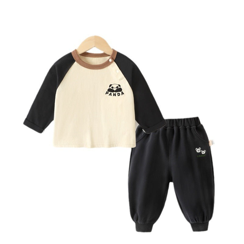 Set  Bimbo "Panda"   Maglia a Maniche Lunghe e Pantaloni
