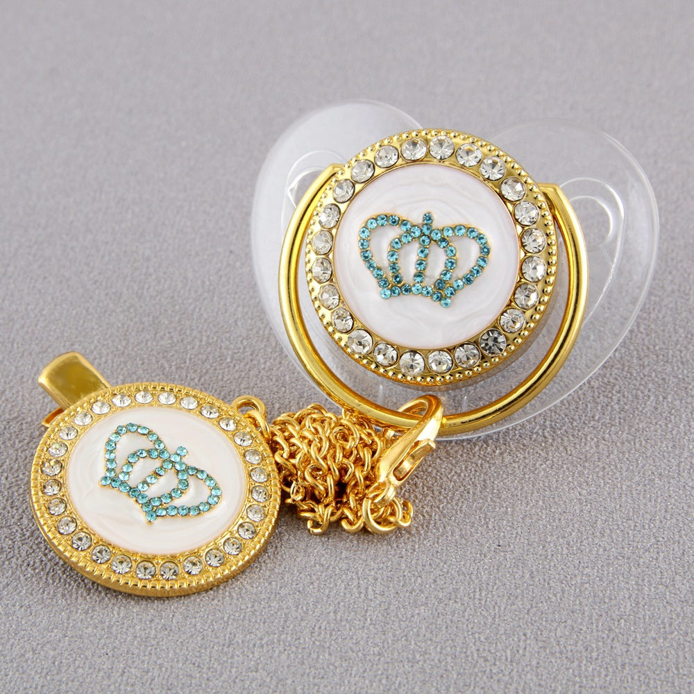 Set Ciuccio + Catenella con Corona Azzurra