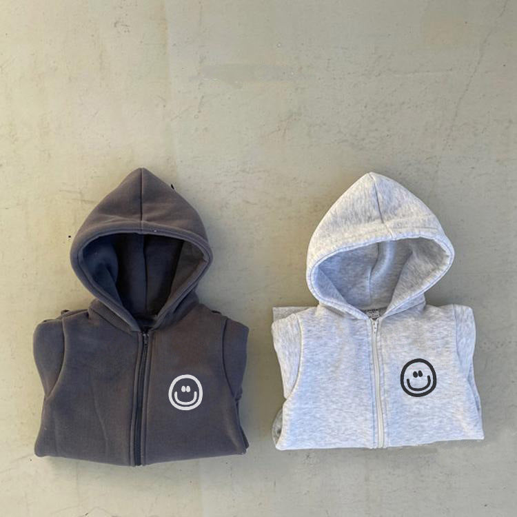 Tuta Intera Neonato con Cappuccio e Smiley  Invernale in Cotone