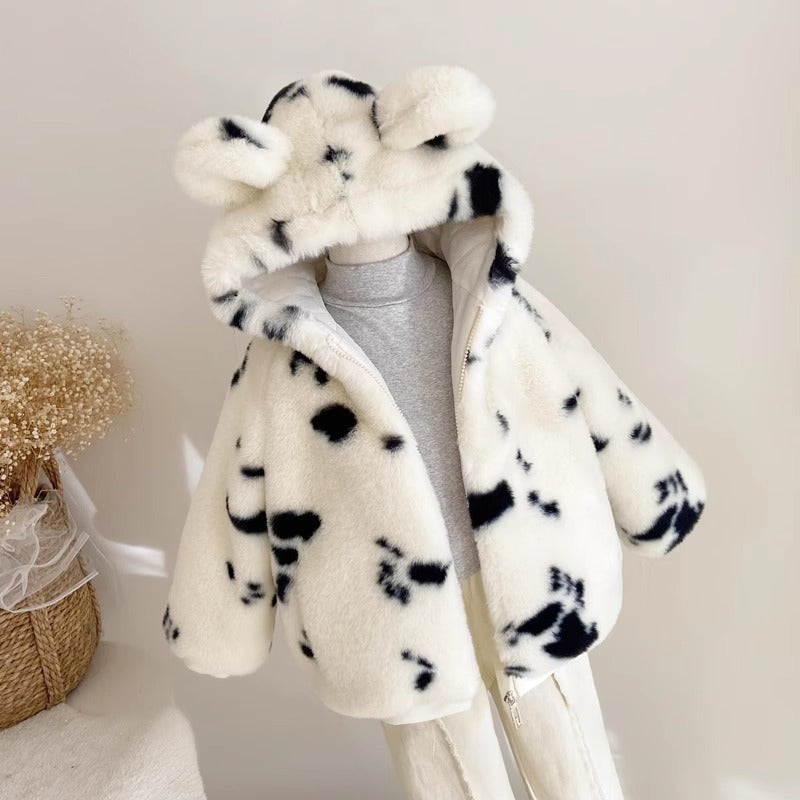 Cappotto in peluche con cappuccio orecchie – Bambina (4 colori)