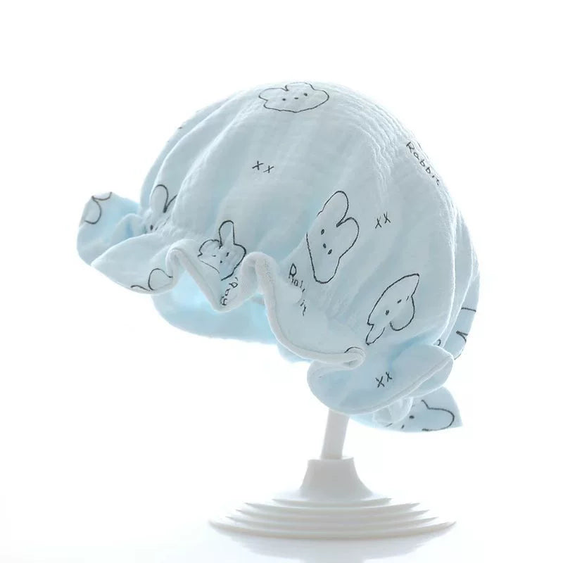 Cappellino Neonato in Mussola di Cotone – Stampa Coniglietti