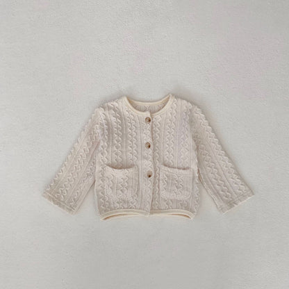 Completo Neonata/ Bimba Maglia Lavorata 2 Pezzi – Rosa o Panna