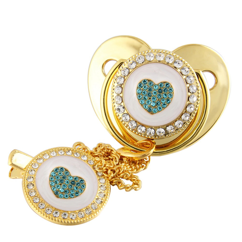 Set Ciuccio + Catenella con Cuore Azzurro