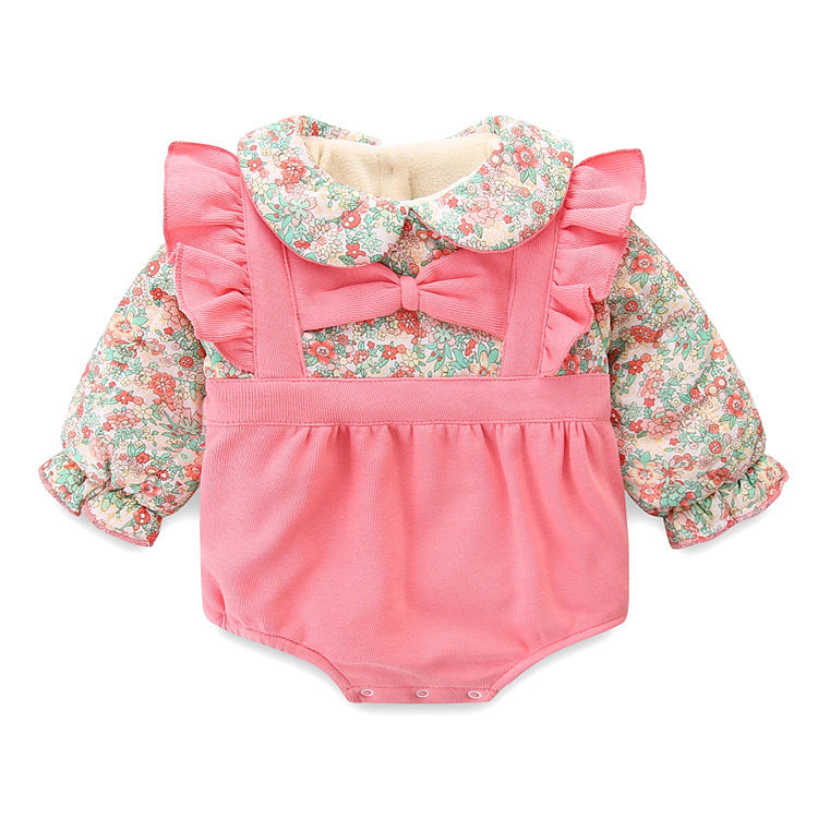 Pagliaccetto  Neonata con Gonna Rosa e Camicetta Floreale Integrata