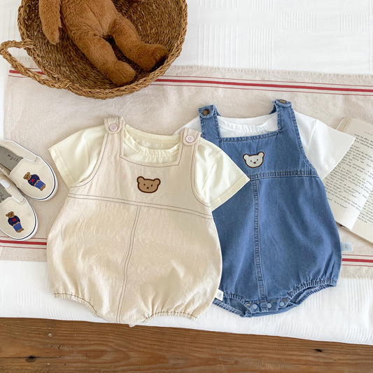 Salopette neonato con orsetto  stile tenero e casual